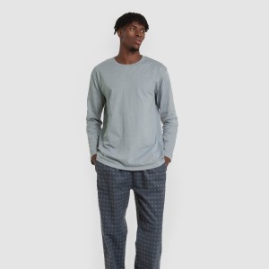 Pijama hombre franela Loui verde azulado 2