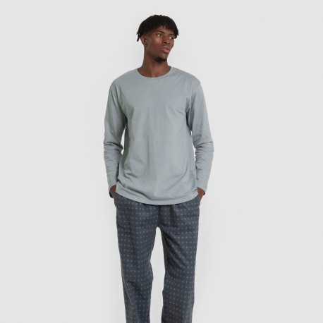 Pijama hombre franela Loui verde azulado