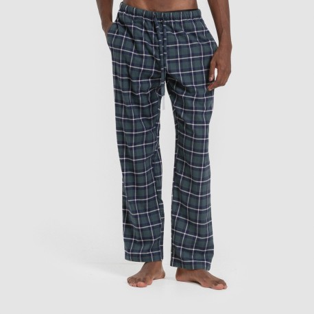 Pijama franela manga larga camisero hombre Cuadro Ruz verde