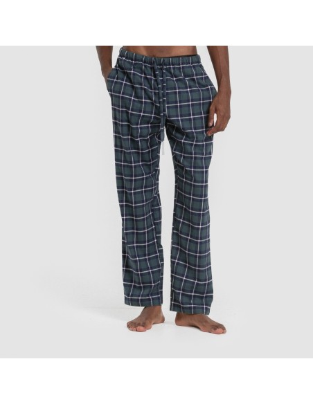 Pijama franela manga larga camisero hombre Cuadro Ruz verde