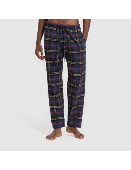 Pijama franela manga larga camisero hombre Cuadro Tejada azul