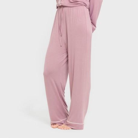 Pijama manga larga camisero viscosa punto mujer