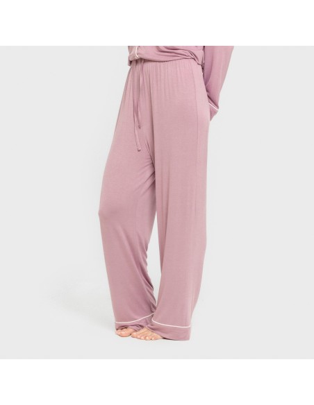 Pijama manga larga camisero viscosa punto mujer