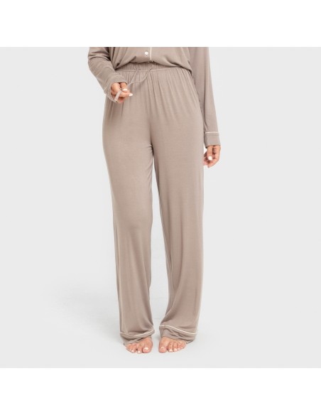 Pijama manga larga camisero viscosa punto mujer