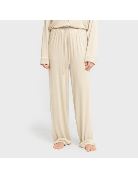 Pijama manga larga camisero viscosa punto mujer