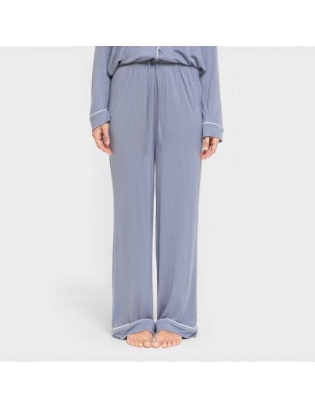 Pijama manga larga camisero viscosa punto mujer