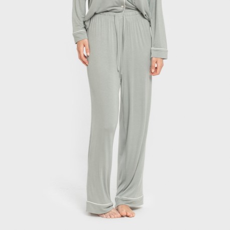 Pijama manga larga camisero viscosa punto mujer