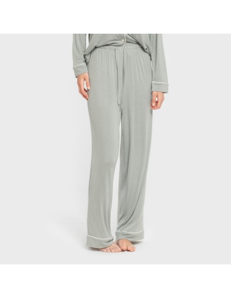 Pijama manga larga camisero viscosa punto mujer