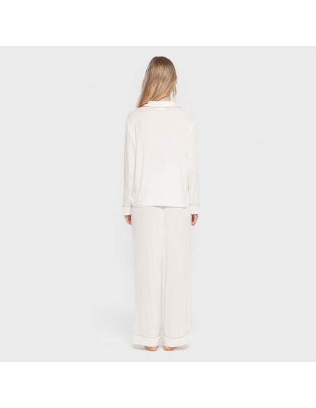 Pijama manga larga camisero viscosa punto mujer