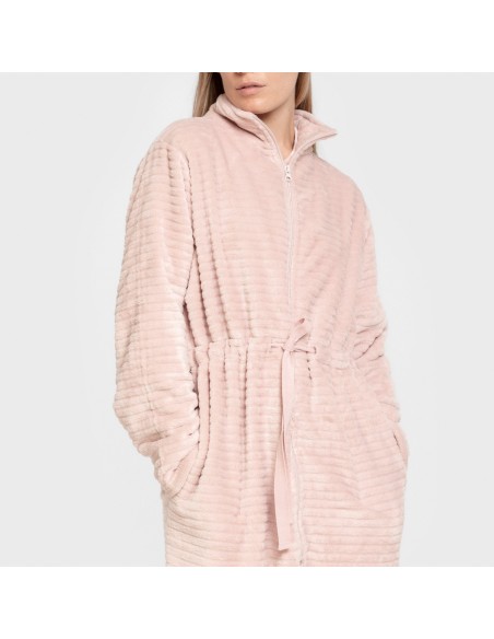 Bata terciopelo raya cremallera