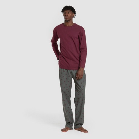 Pijama hombre franela Sierpes burdeos