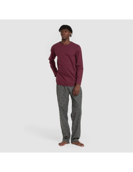 Pijama hombre franela Sierpes burdeos Pijama hombre franela Sierpes burdeos