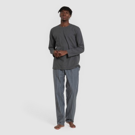 Pijama hombre franela Raya Vinicius verde azulado