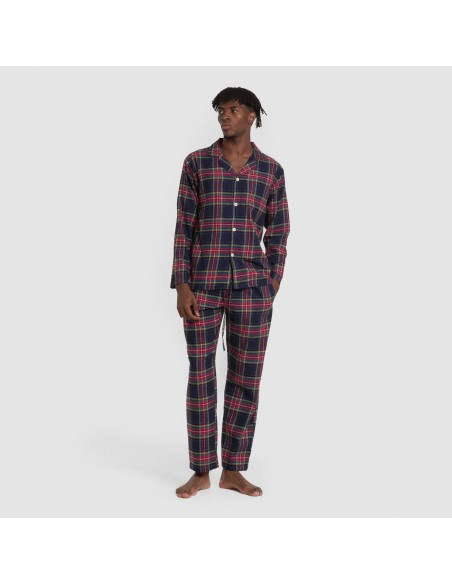 Pijama franela manga larga camisero hombre Cuadro Pluton azul Pijama franela manga larga camisero hombre Cuadro Pluton azul