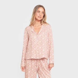 Pijama manga larga camisero viscosa mujer Amira rosette