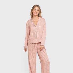 Pijama manga larga camisero viscosa mujer Leonor marsala 2
