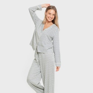 Pijama manga larga camisero viscosa mujer Dulcinea agua marina