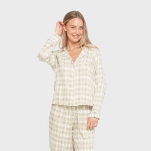 Pijama manga larga camisero viscosa mujer Azucena verde