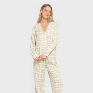 Pijama manga larga camisero viscosa mujer Azucena verde 2