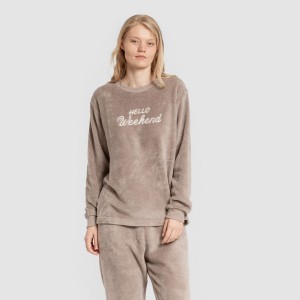 Pijama coral puño mujer Hello Weekend marrón