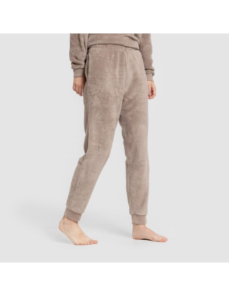 Pijama coral puño mujer Hello Weekend marrón Pijama coral puño mujer Hello Weekend marrón