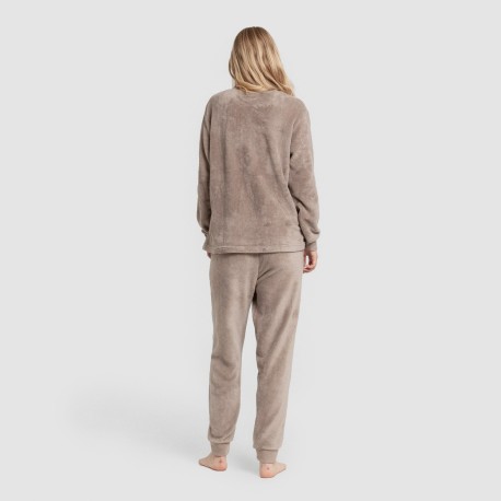 Pijama coral puño mujer Hello Weekend marrón