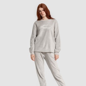 Pijama coral puño mujer Hello Friday gris claro 2
