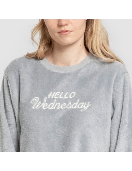 Pijama coral puño mujer Hello Wednesday indigo Pijama coral puño mujer Hello Wednesday indigo