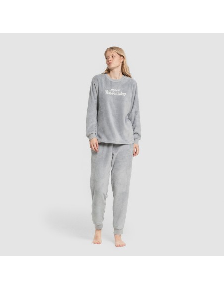 Pijama coral puño mujer Hello Wednesday indigo Pijama coral puño mujer Hello Wednesday indigo
