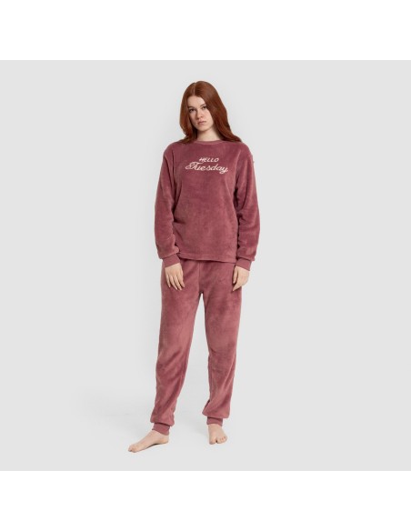 Pijama coral puño mujer Hello Tuesday malva rosa