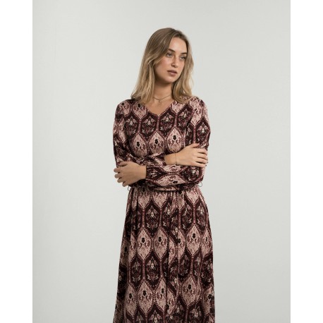 Vestido midi manga larga pico viscosa Ceramide