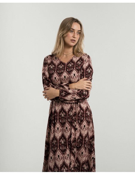 Vestido midi manga larga pico viscosa Ceramide Vestido midi manga larga pico viscosa Ceramide
