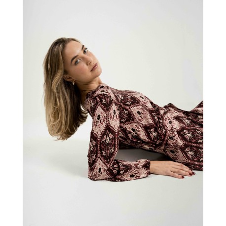 Vestido midi manga larga pico viscosa Ceramide