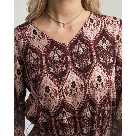 Vestido midi manga larga pico viscosa Ceramide