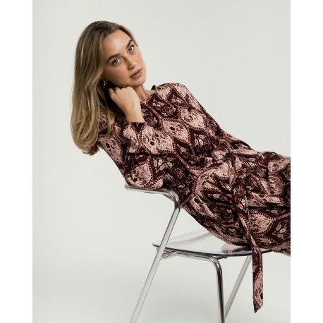 Vestido midi manga larga pico viscosa Ceramide