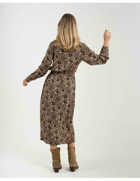 Vestido midi manga larga pico viscosa Sophie Vestido midi manga larga pico viscosa Sophie