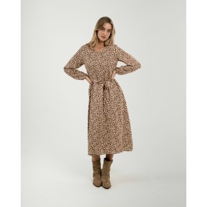 Vestido midi manga larga pico viscosa Serum teja