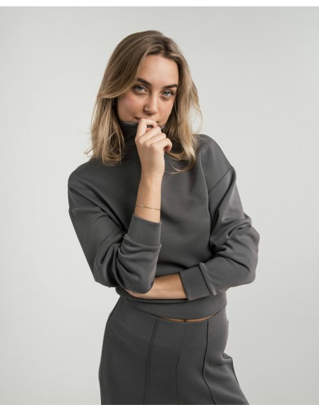 Sudadera cuello subido estilo modal mujer