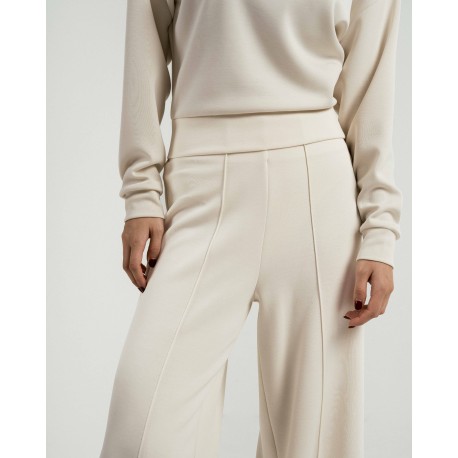 Pantalón largo pinzas fluido mujer