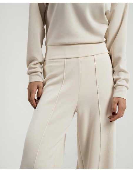 Pantalón largo pinzas fluido mujer