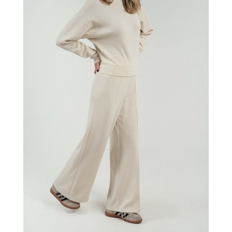 Pantalón largo pinzas fluido mujer