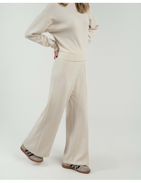 Pantalón largo pinzas fluido mujer