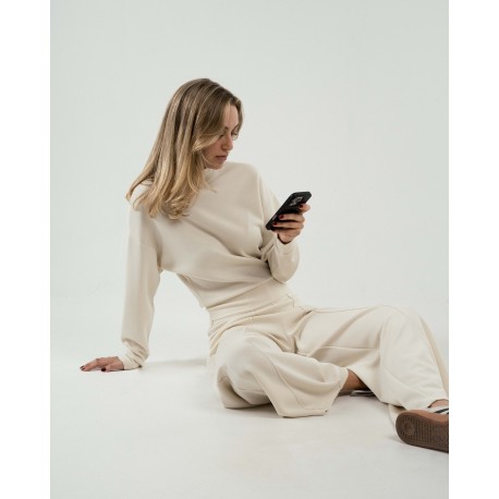 Pantalón largo pinzas fluido mujer