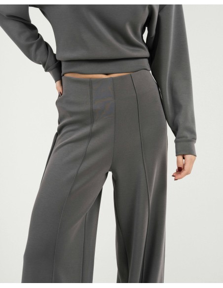 Pantalón largo pinzas fluido mujer