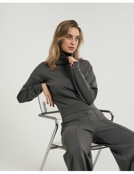 Pantalón largo pinzas fluido mujer