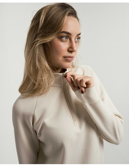 Sudadera media cremallera fluida mujer