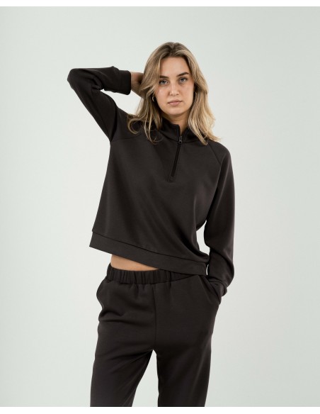 Sudadera media cremallera fluida mujer