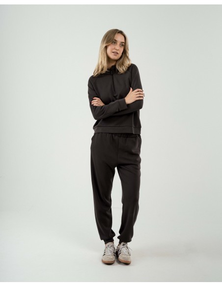 Sudadera media cremallera fluida mujer