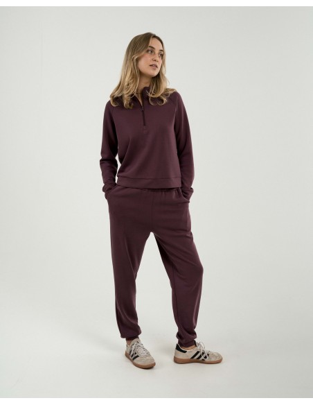 Sudadera media cremallera fluida mujer