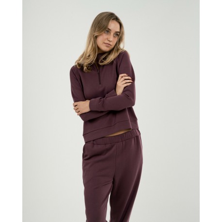 Sudadera media cremallera fluida mujer